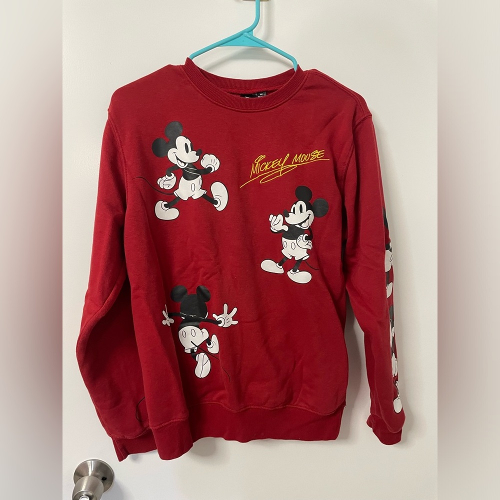 Disney Red Mickey Mouse Crewneck Sweater
